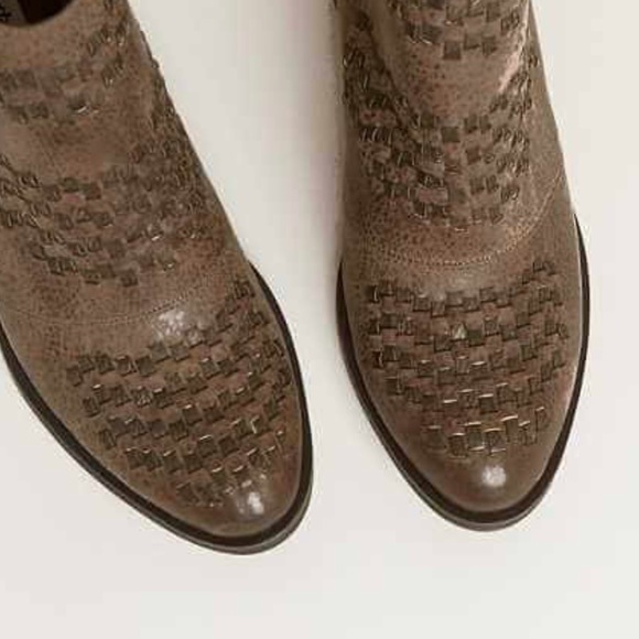 Taupe Woven Top Distressed Boho Ankle Booties - Picture 7 of 7